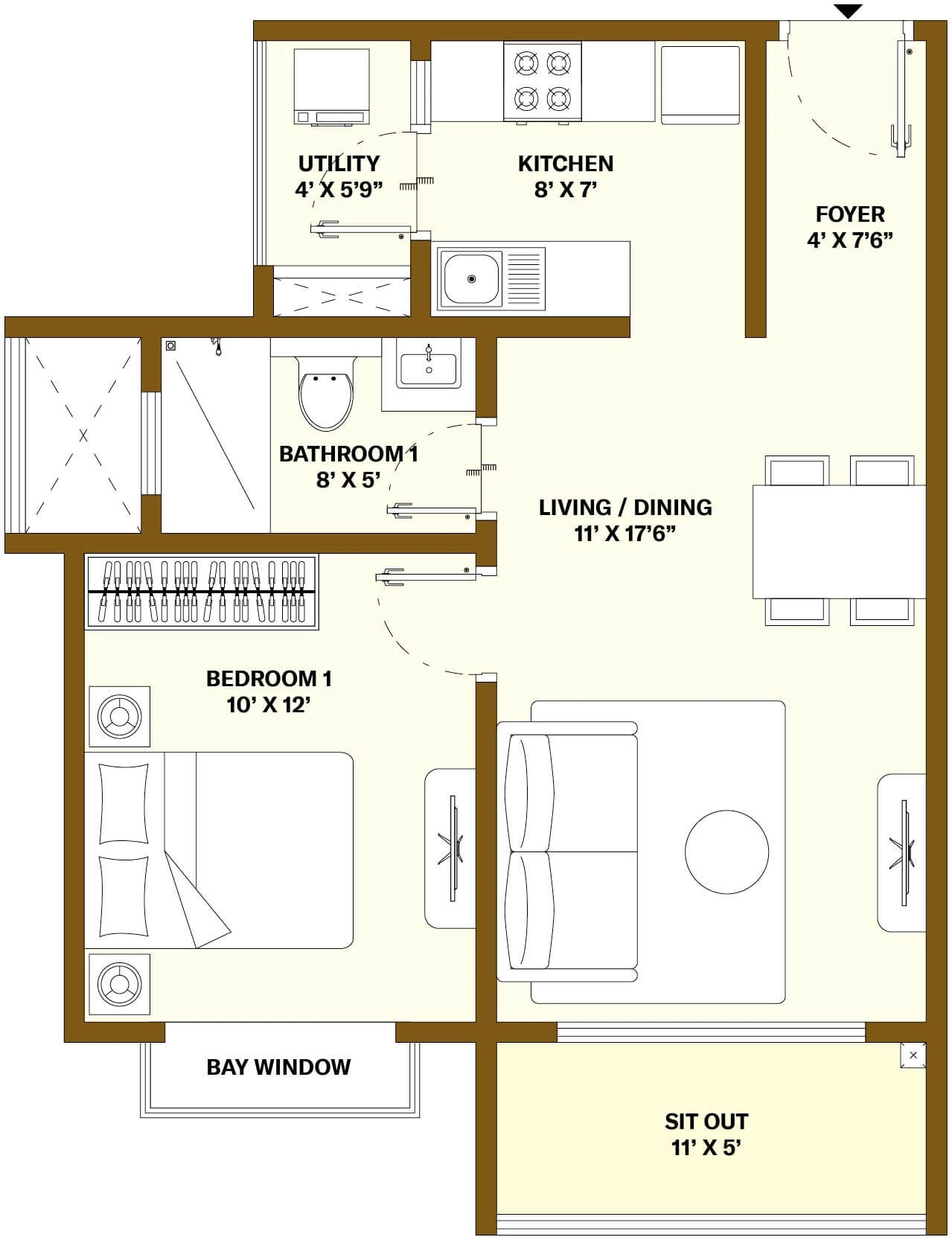 Nikoo Homes 8 1 BHK floor plan, unit type B3, 786 sq ft saleable