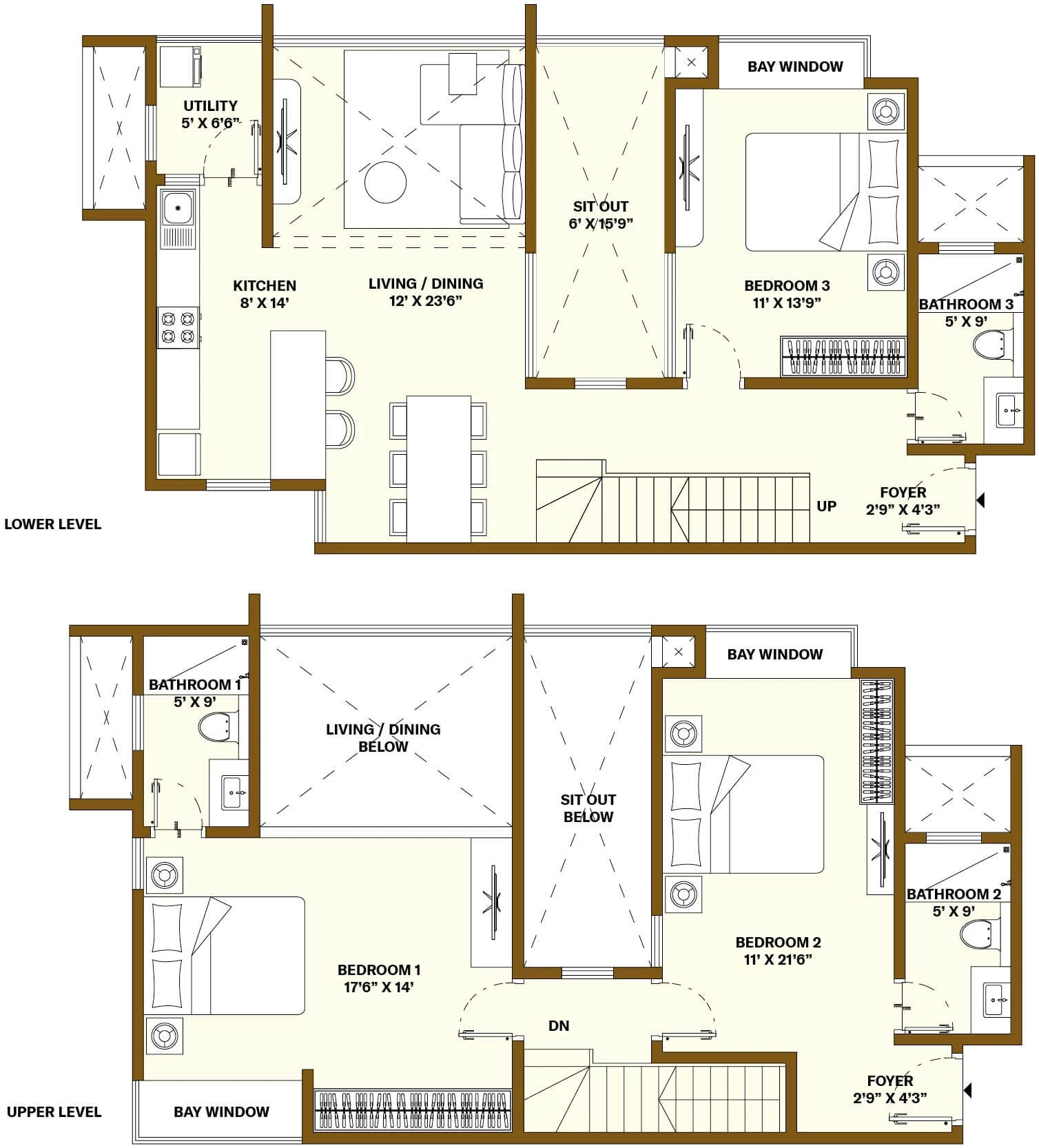 Nikoo Homes 8 3 BHK Duplex Loft floor plan, unit type L1B, 2,132 sq ft saleable