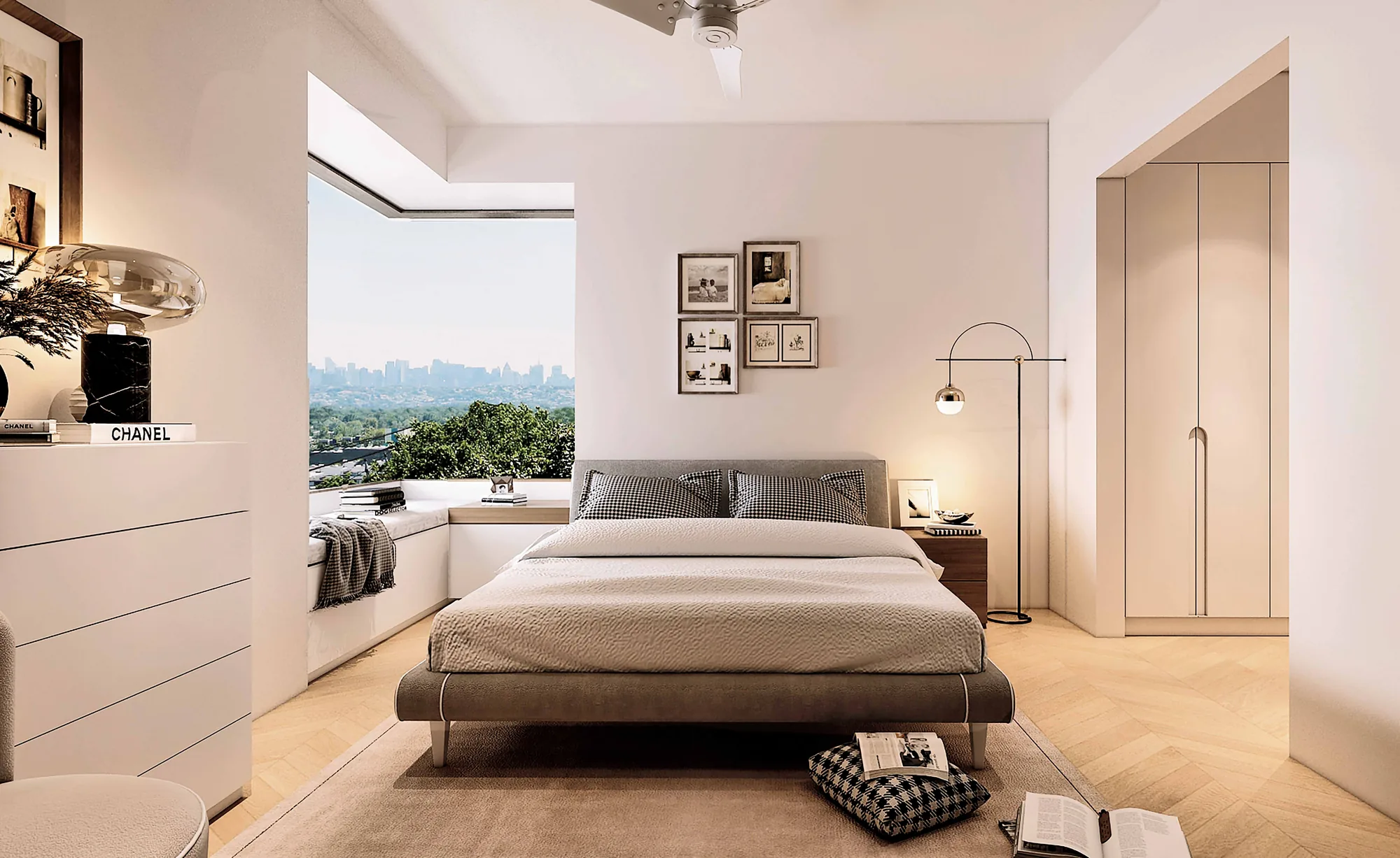 Bedroom interior render at Nikoo Homes 8