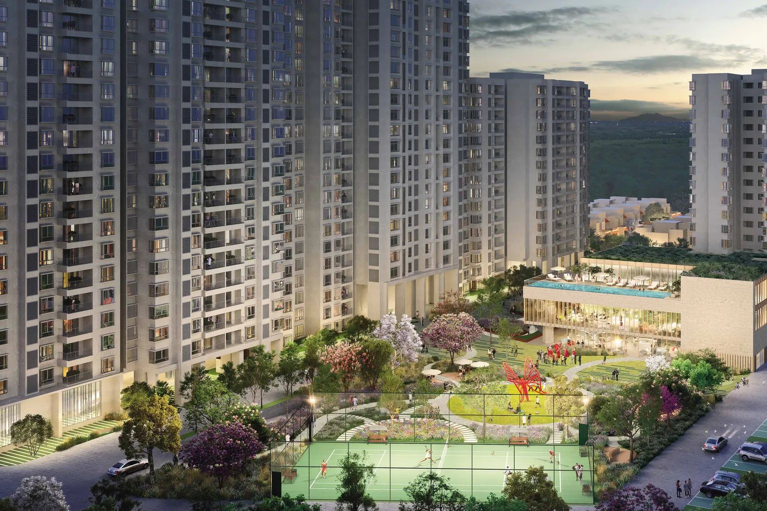 Nikoo Homes 8 towers on the Thanisandra corridor served by the upcoming Blue Line metro
